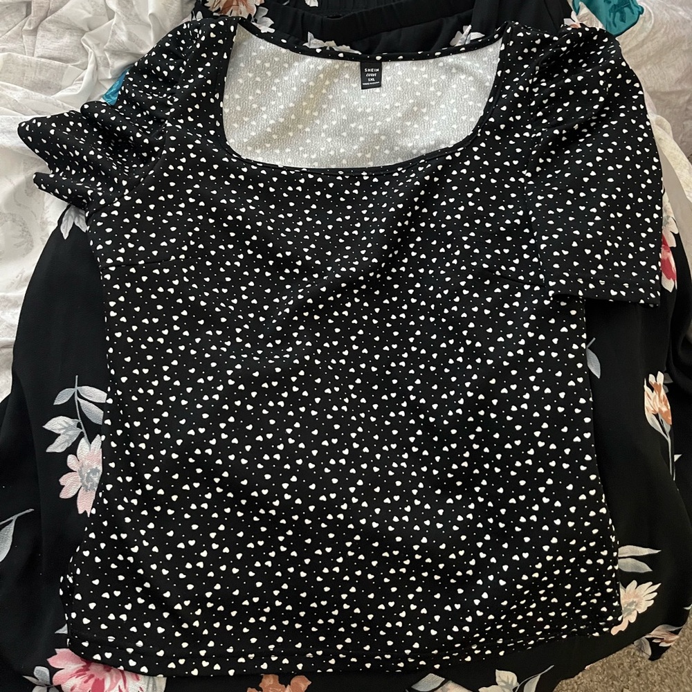 black and white heart pattern shirt